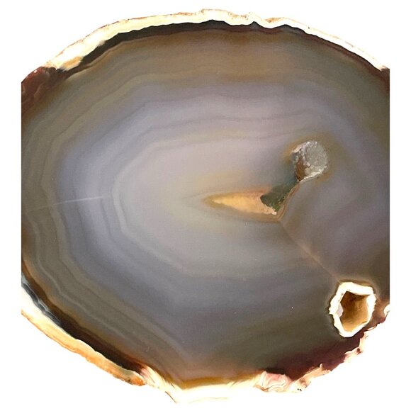 Polished Natural Stone Rock Agate Slice Round Midnight Blue Brown Grey 5 x 6 VTG - Picture 2 of 7